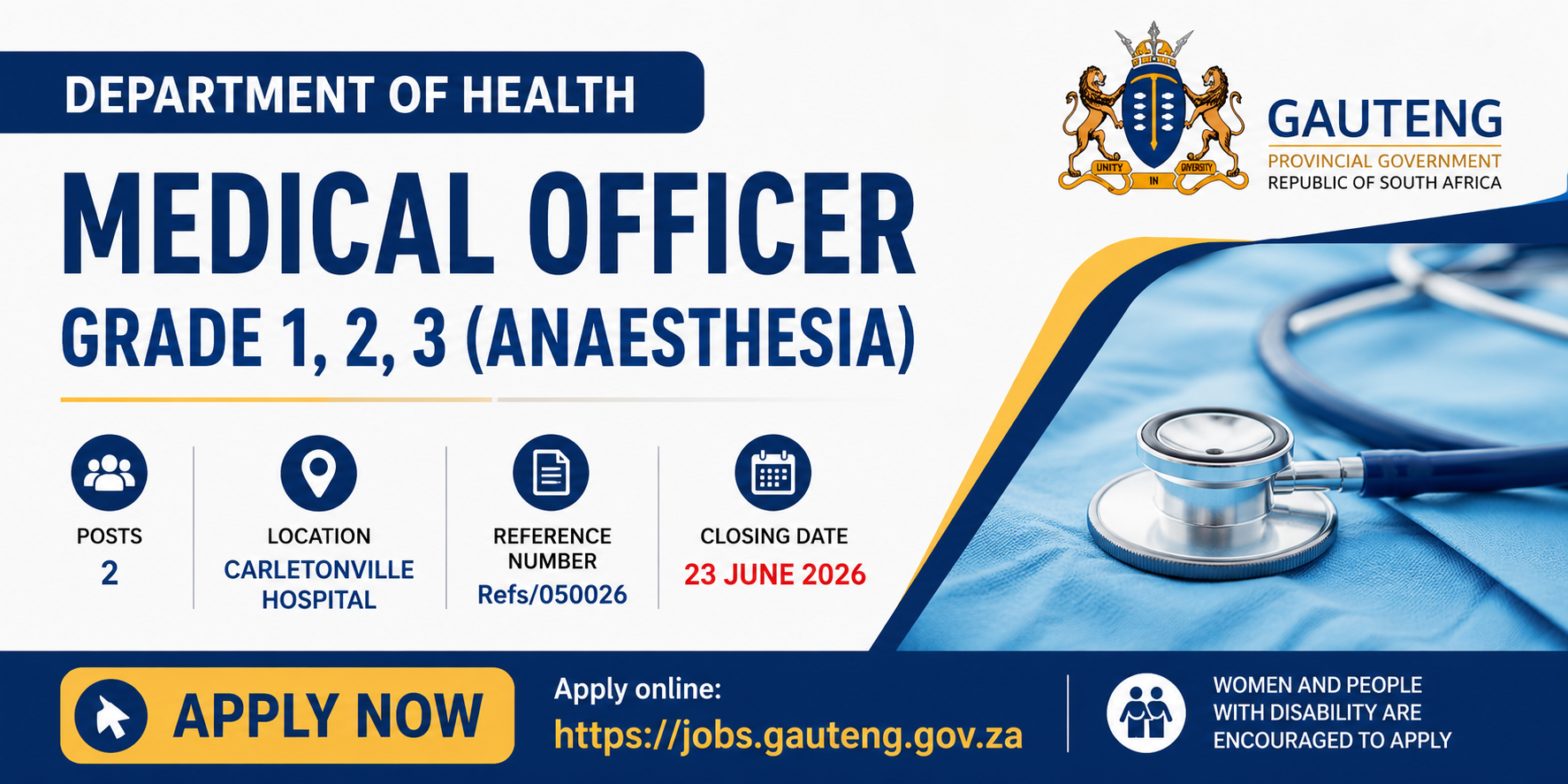 Medical Officer Anaesthesia at Carletonville Hospital